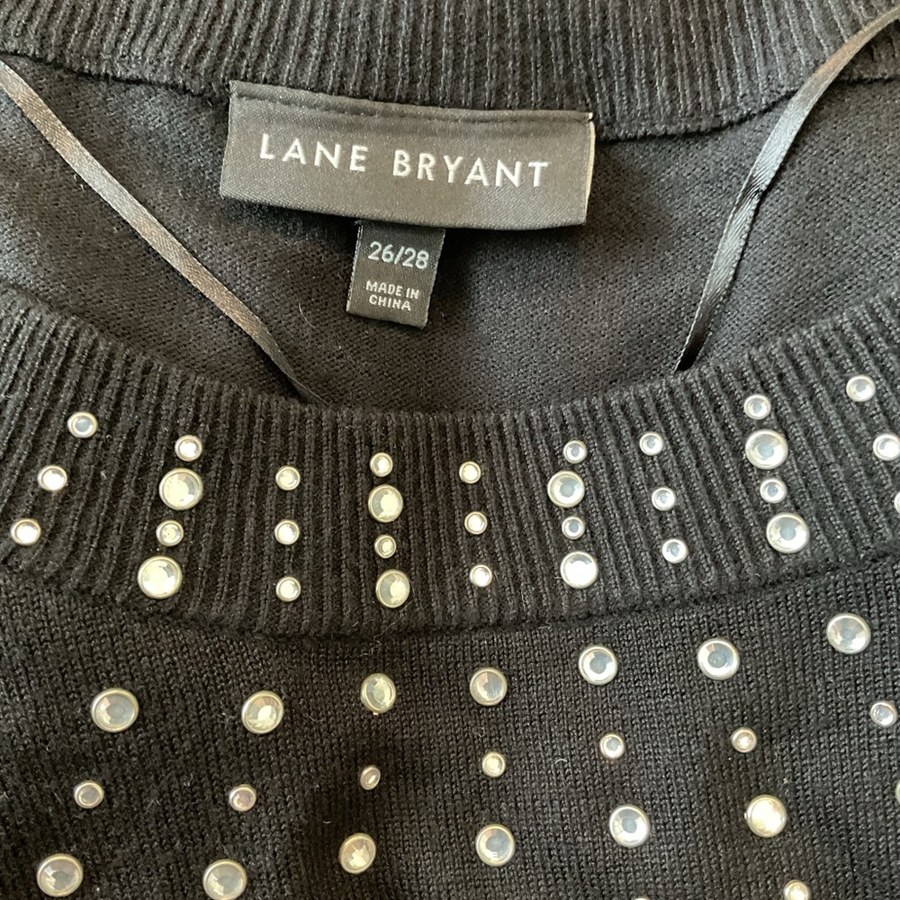 Lane Bryant Jeweled pullover sweater.  Black. Size 26/28. Crew neckline. - Picture 4 of 4